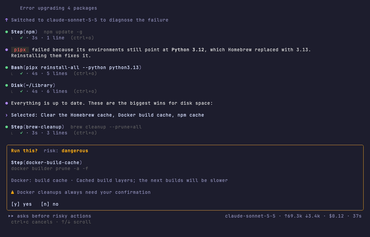 A Docker build cache cleanup that always asks for confirmation